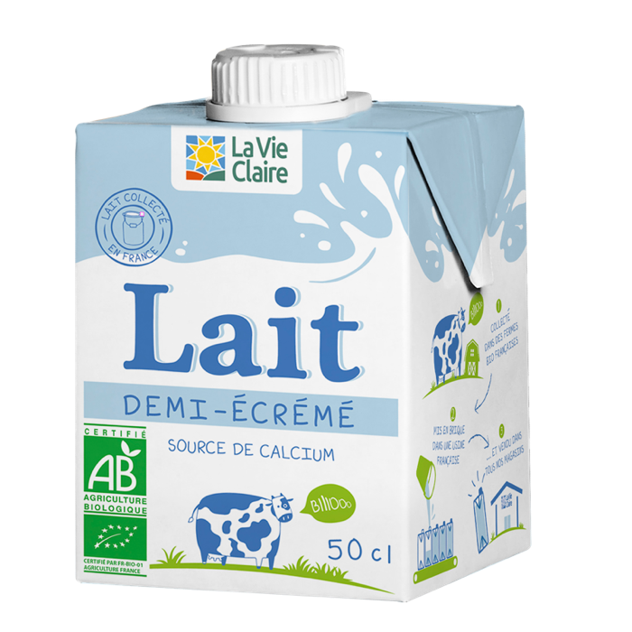 Lait 1/2 écrémé en brique 50cl - La Vie Claire