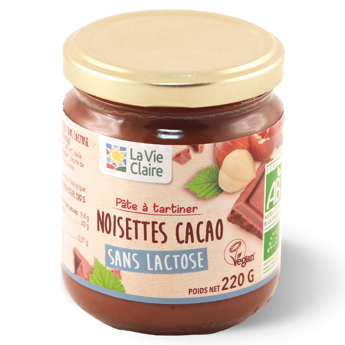 Pâte à tartiner cacao/noisette 16% sans lactose 220g - La Vie Claire