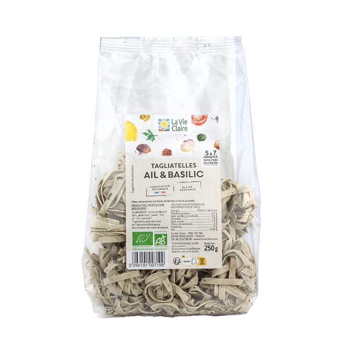 Garlic basil tagliatelle
