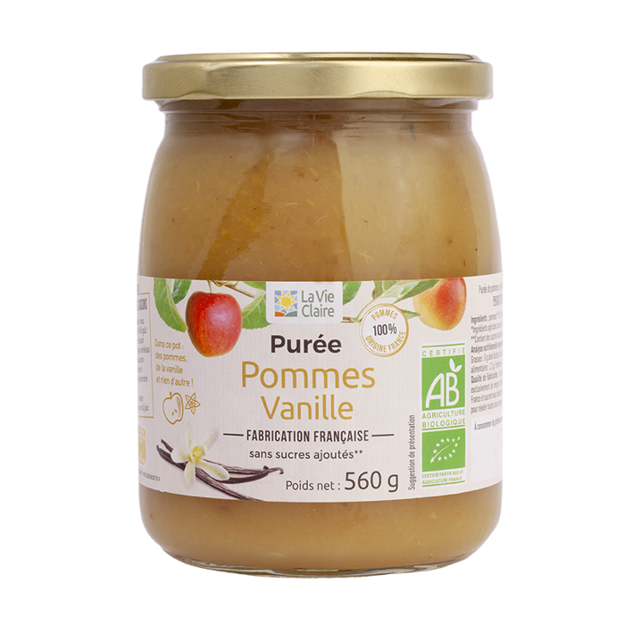 Purée pomme vanille sans sucre ajoutés 560g - La Vie Claire