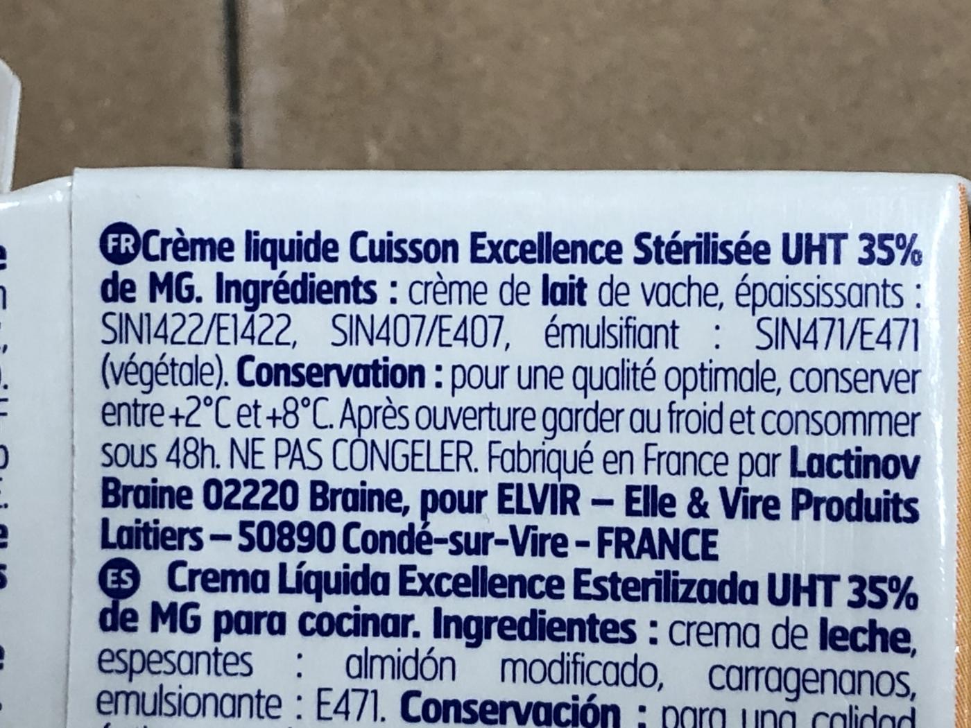 Creme Liquide 35% Excellence - Elle et Vire - Litre