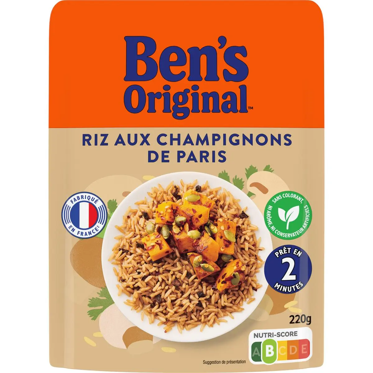 Ben's microwaveable rice with button mushrooms