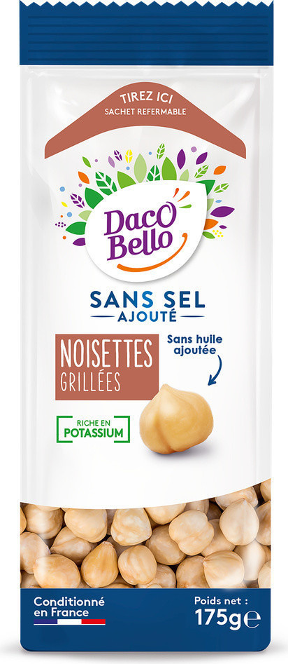 Noisettes grillées sans sel ajoutés Daco Bello  