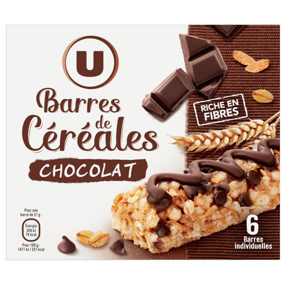 Rice and whole-wheat chocolate U cereal bar