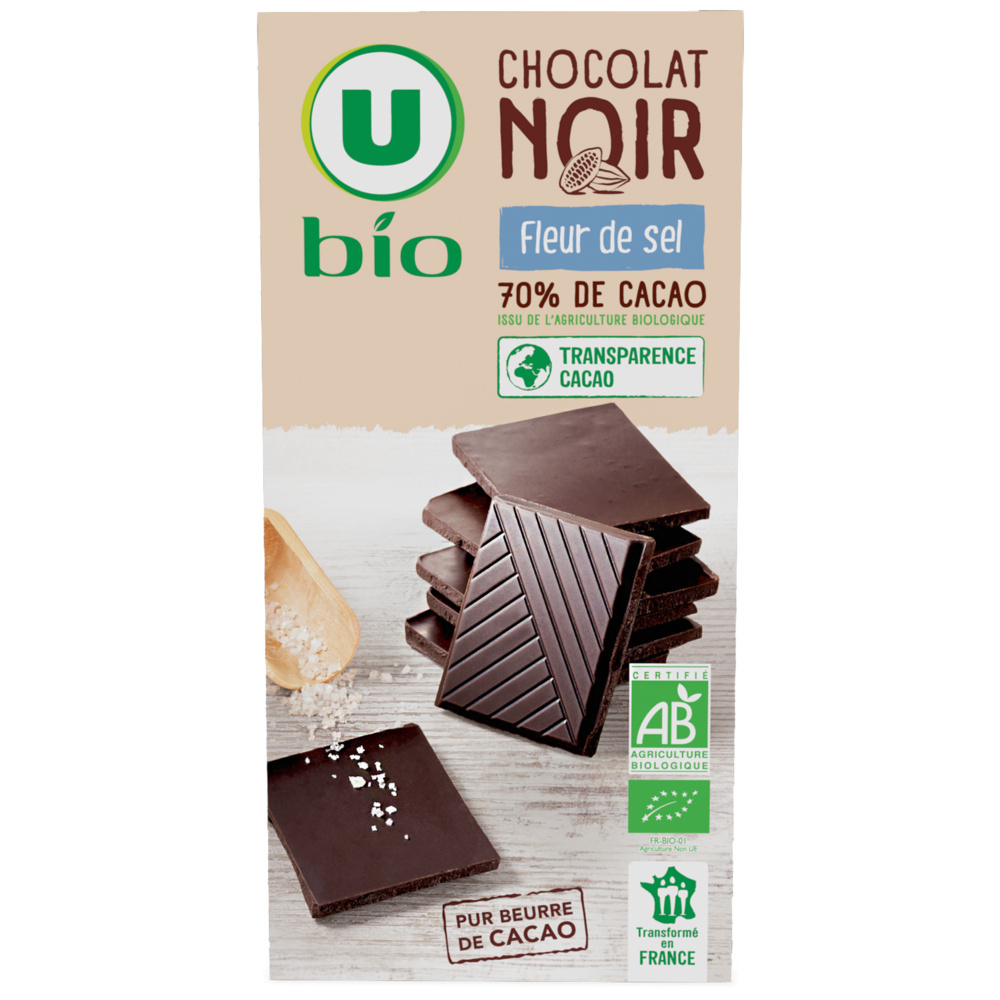 Organic dark chocolate bar with sea salt U 