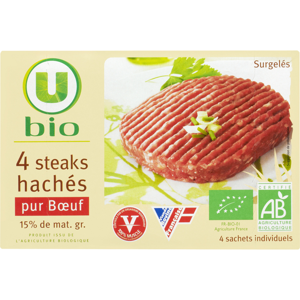 Organic pure beef minced steaks U