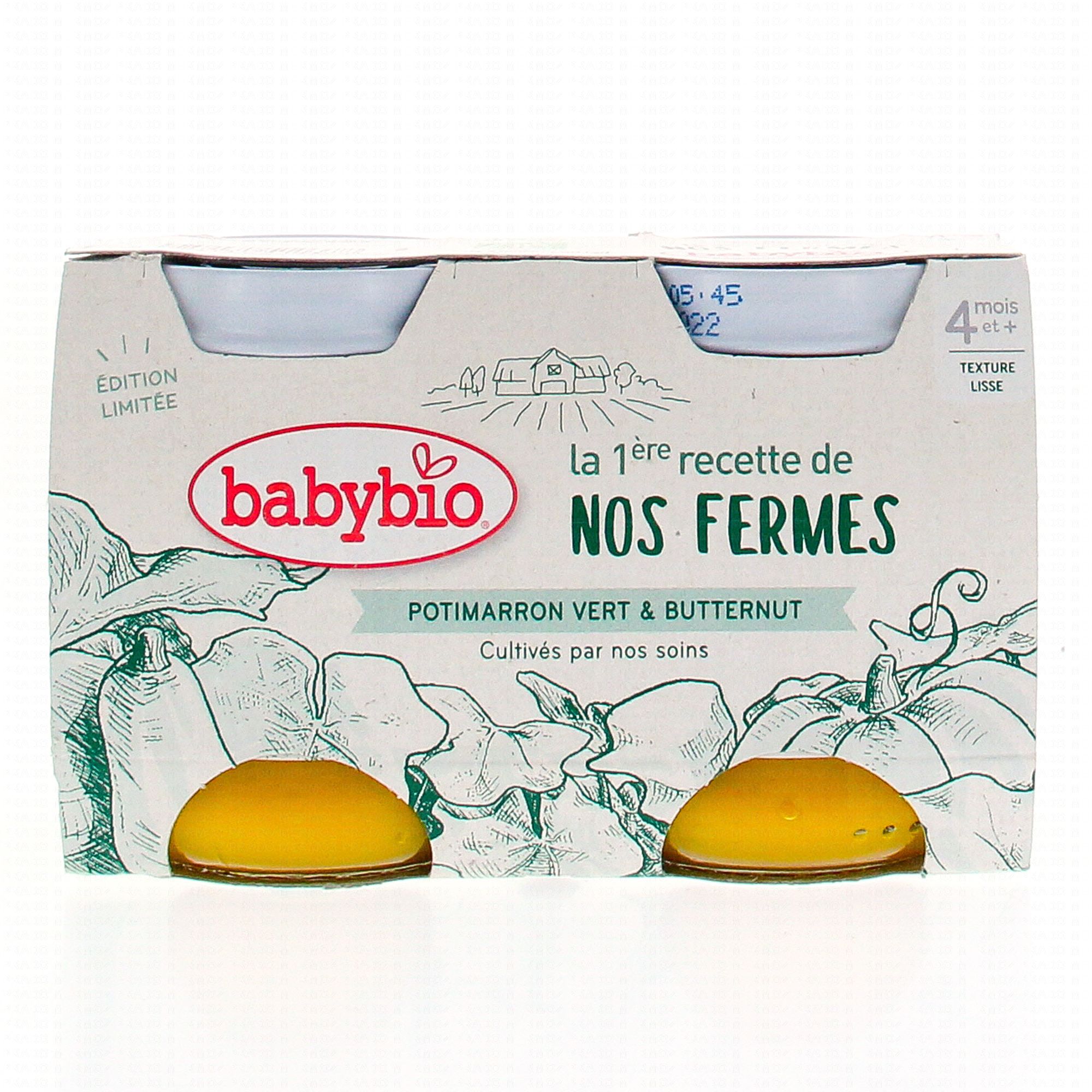 BABYBIO POT COURGE NOTRE FERME 2X130G - DES 4 MOIS