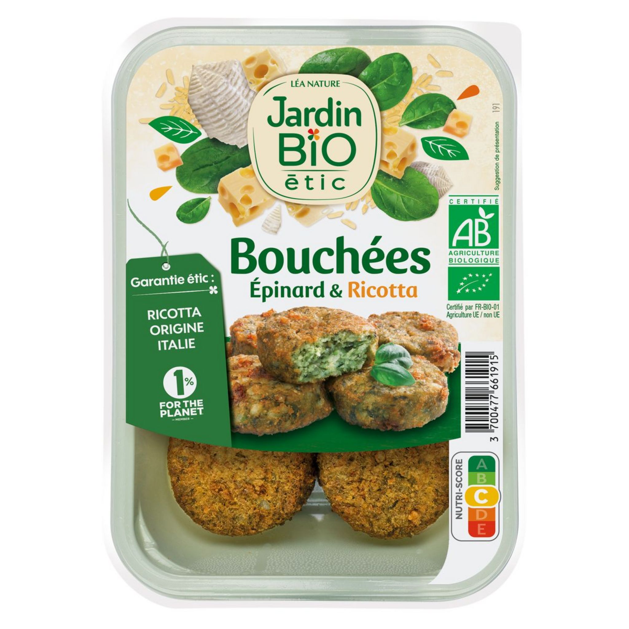 Bouchées épinards ricotta 180g - Jardin Bio Etic