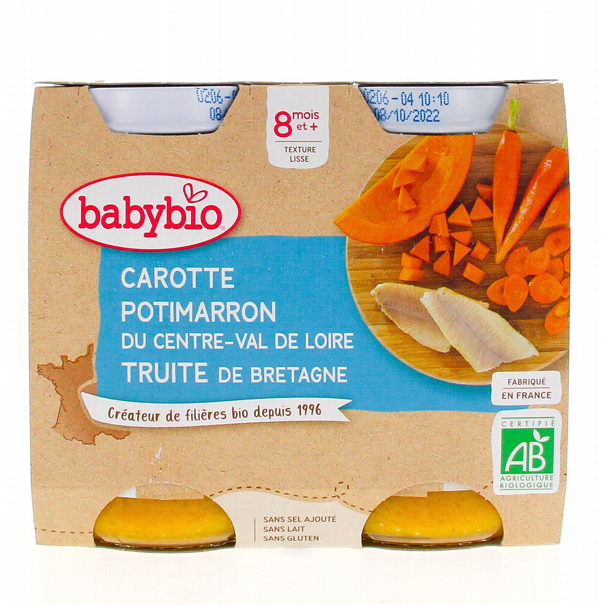 Babybio Pot Carot Potimarron Truite - Des 8 Mois