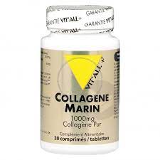 Collagène marin pur 1000mg- 30 unités - renforce les os et la peau - Vit'all+